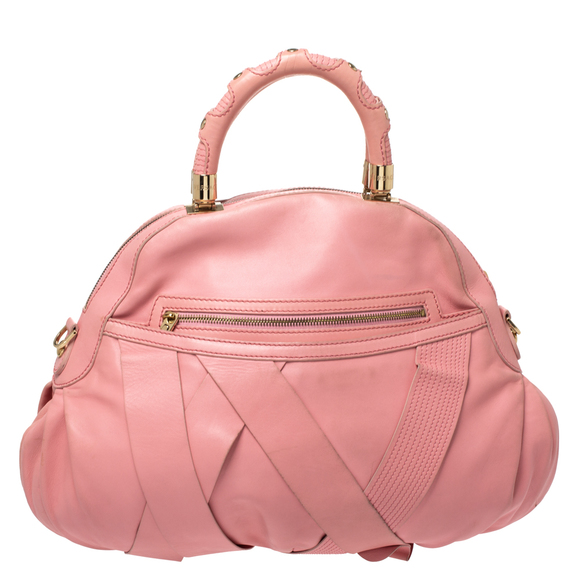 VERSACE Pink Leather Venita Bow Satchel - Picture 4 of 9